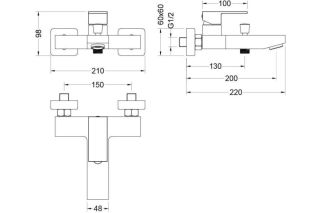 Смеситель для ванны Aquatek Либра AQ1640MB черный